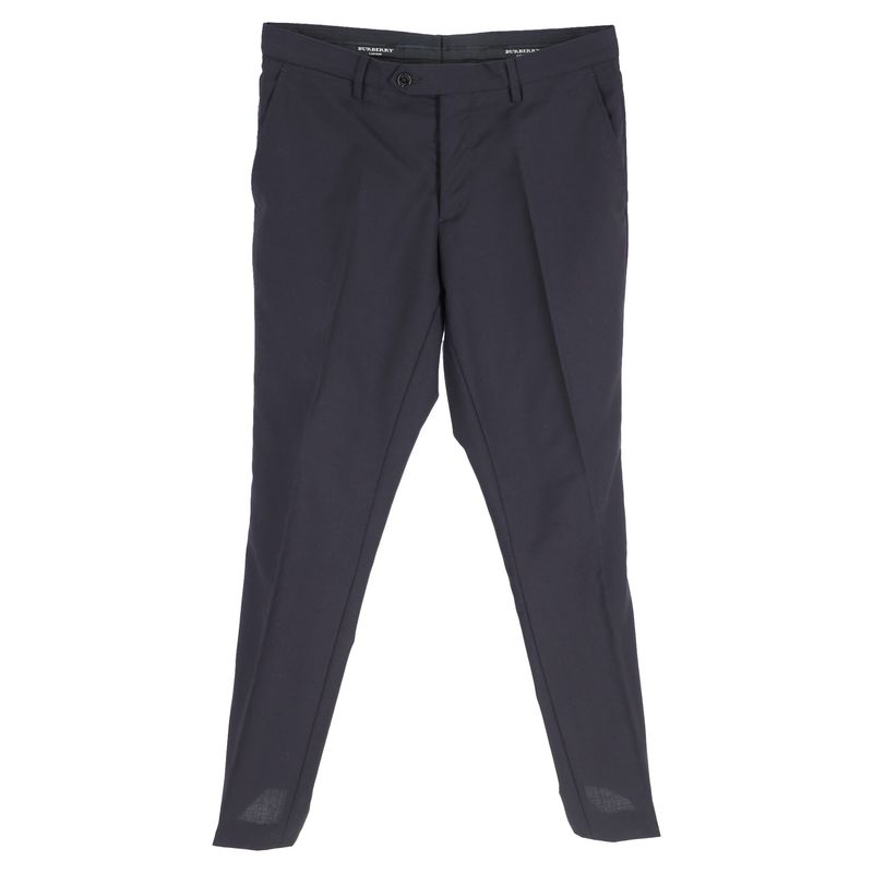 Burberry Straight-Leg Trousers In Navy Blue Wool